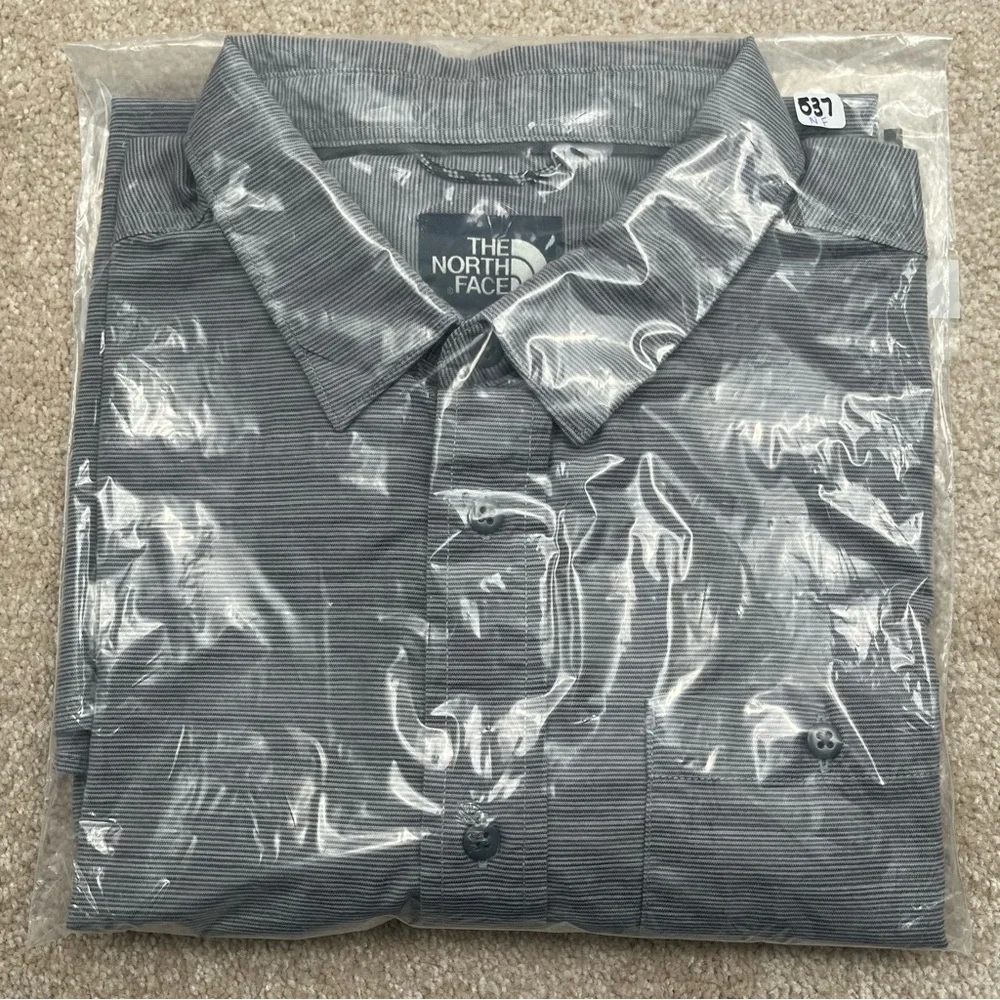 North Face Shirt Adult Extra Large Gray Button Up Hiking Casual Outdoor Men